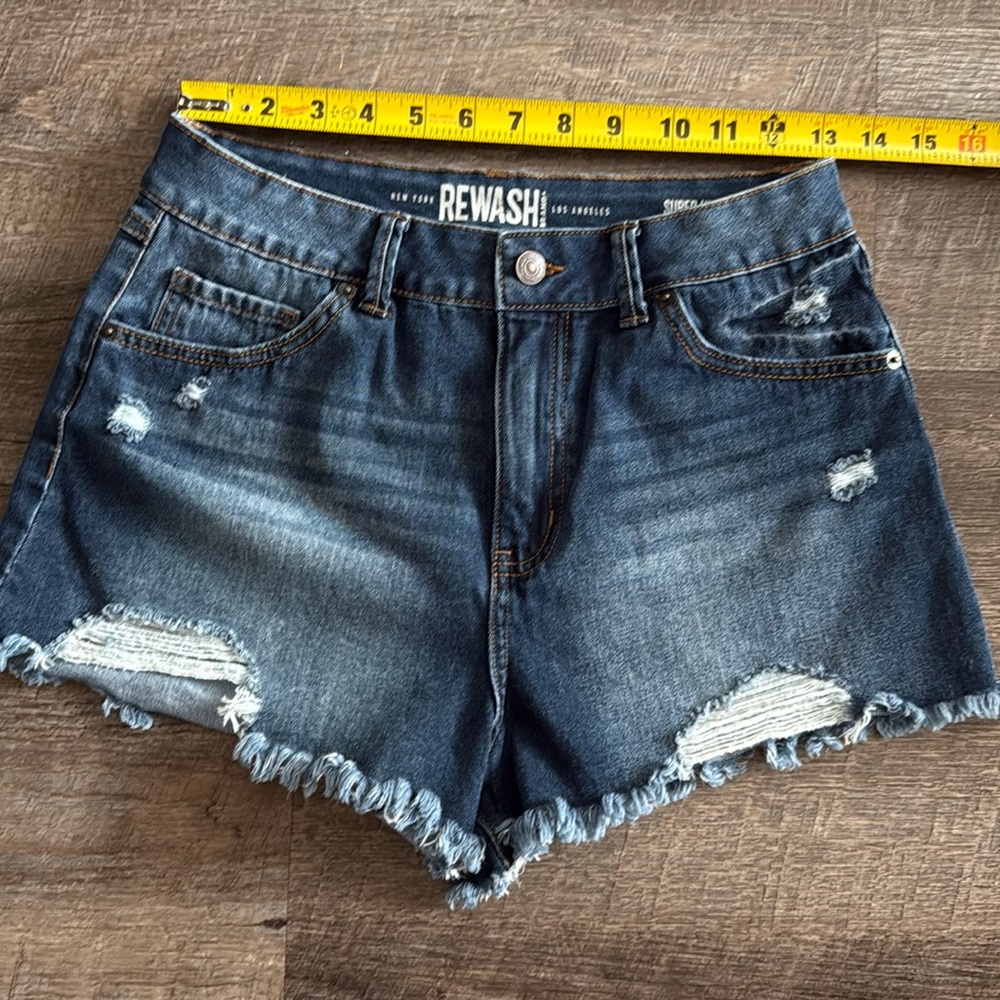 Rewash LA Blue Denim Super High Rise Shorts wedge vintage revival 7/28 EUC